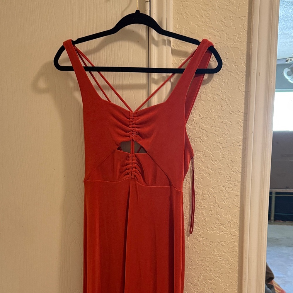 Free People Vibrant Orange Backless Dress